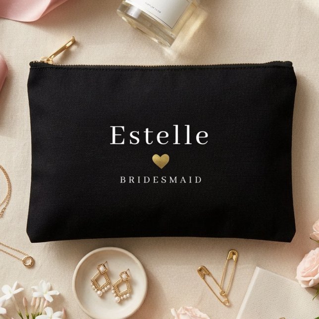 Simple Monogram and Gold Heart  Accessory Pouch (Creator Uploaded)