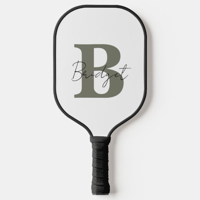 Simple Monogram and Name Modern Customizable  Pickleball Paddle (Front)