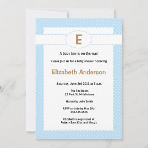 Simple Monogram Baby Shower Invitation - Boy