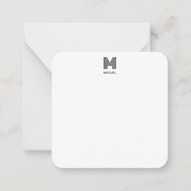 Simple Monogram Black and White budget Card (Front)