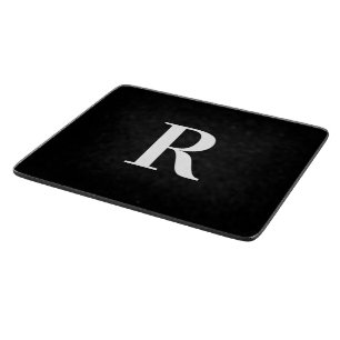 Simple Monogram Black and White Cutting Board