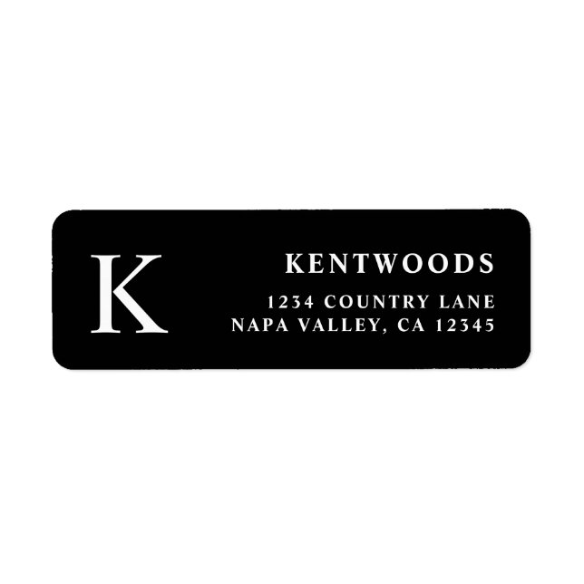 Simple Monogram Black and White Return Address (Front)
