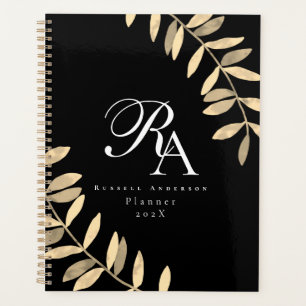 Simple Monogram Black Planner
