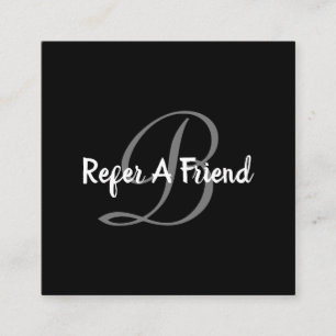 Simple Monogram Black & White Referral Card