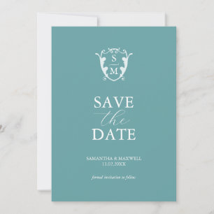 Simple Monogram Blue Save The Date