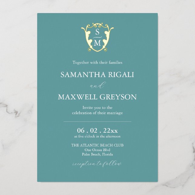 Simple Monogram Blue Wedding (Front)