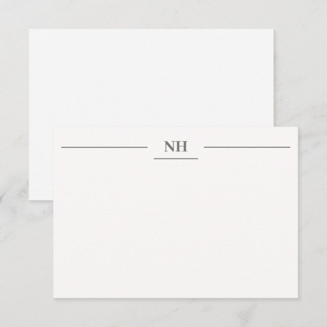 Simple Monogram Border Initials Dark Grey Modern Card (Front/Back)