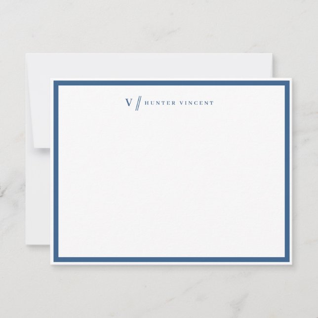 Simple Monogram Border Personalized Stationery Card (Front)