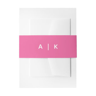 Simple monogram bright pink invitation invitation belly band