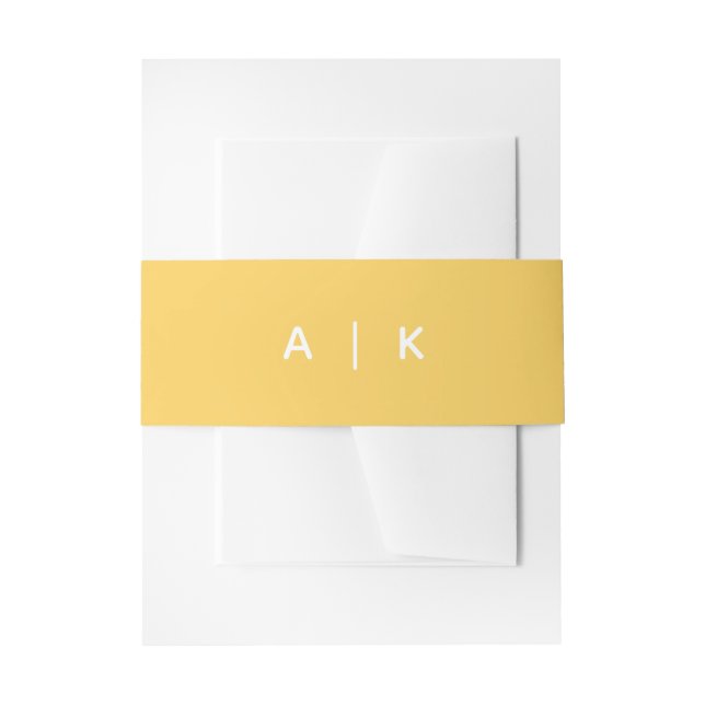 Simple monogram bright yellow invitation invitatio invitation belly band (Front Example)