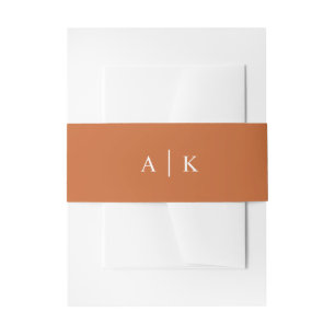 Simple monogram burnt orange invitation belly band