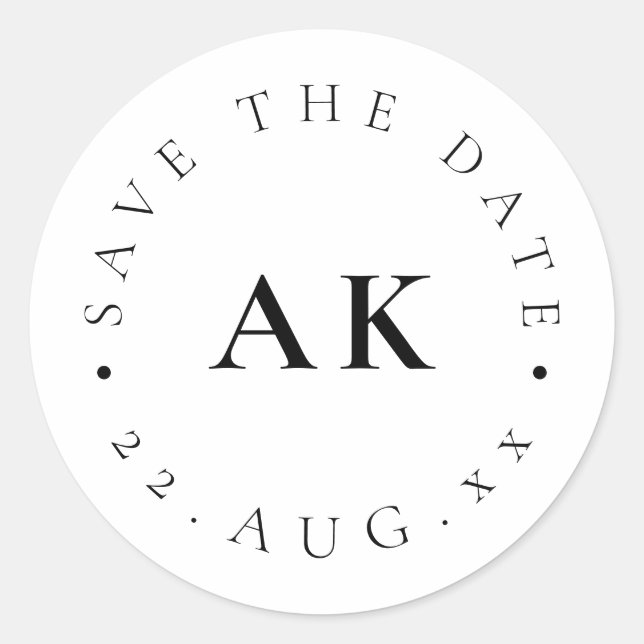 Simple Monogram Circle Modern Minimalist Font Classic Round Sticker (Front)