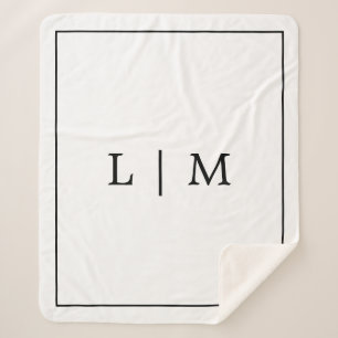 Simple Monogram Classic Black and White Minimalist Sherpa Blanket