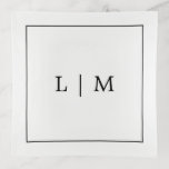 Simple Monogram Classic Black and White Minimalist Trinket Trays<br><div class="desc">Simple trinket tray featuring a modern yet elegant design with your two letter monogram surrounded by a thin border in classic black and white. This chic and stylish trinket tray makes a great gift for a minimalist mom for her birthday or Mother's Day.</div>