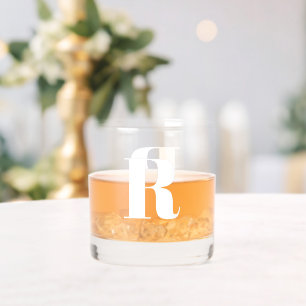 Simple Monogram Custom Colour Whiskey Glass