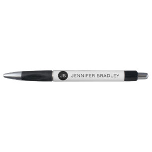 Simple Monogram Custom Name Black and White Pen