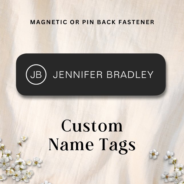 Simple Monogram Custom Name Black and White Tag (Creator Uploaded)