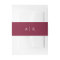 Simple monogram dark red invitation belly band