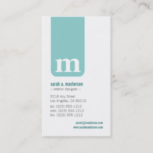 Simple Monogram Designer Business Card (mint)