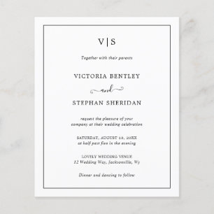 Simple Monogram Elegant Budget Wedding Invitation