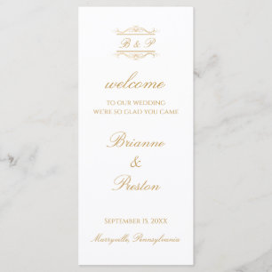 Simple Monogram Elegant Gold Script Wedding Program