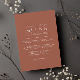 Simple Monogram Elegant Minimalist Wedding Invitation
