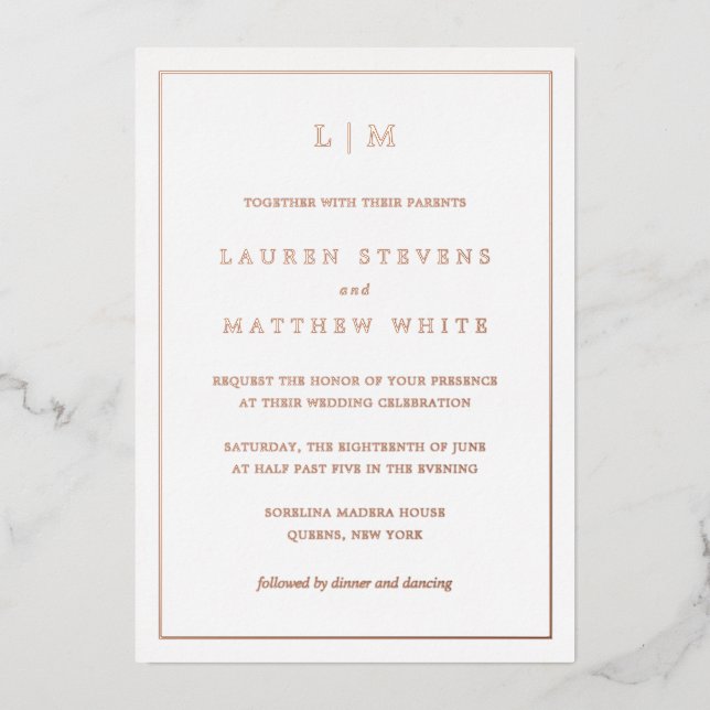 Simple Monogram Elegant Wedding (Front)