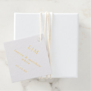Simple Monogram Elegant Wedding Favour Tags