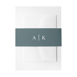 Simple Monogram Emerald Green Invitation Belly Band