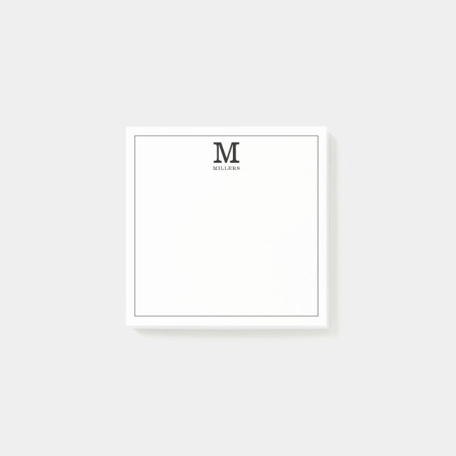 Simple Monogram Family Name Black And White   Post-it Notes (Front)