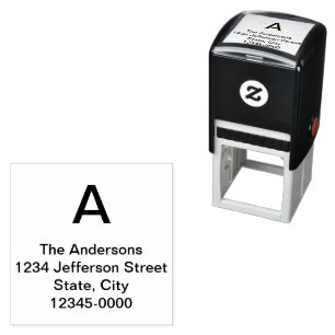 Simple Monogram Family Name Return Address Self-inking Stamp