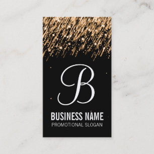 Simple Monogram Gold Falling Stars Business Card
