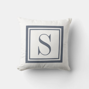 Simple Monogram Grey Classic Square  Throw Pillow