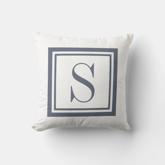 Simple Monogram Grey Classic Square  Throw Pillow (Front)