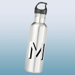 Simple Monogram Initial Drop Shadow Personalized 710 Ml Water Bottle<br><div class="desc">Modern,  simple and minimalist drop shadow monogram initial typography design in monotone black and white,  which can be changed to personalize.</div>