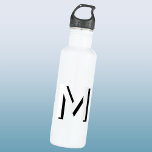 Simple Monogram Initial Drop Shadow Personalized 710 Ml Water Bottle<br><div class="desc">Modern,  simple and minimalist drop shadow monogram initial typography design in monotone black and white,  which can be changed to personalize.</div>