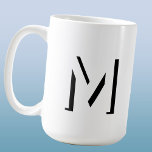 Simple Monogram Initial Drop Shadow Personalized Coffee Mug<br><div class="desc">Modern,  simple and minimalist drop shadow monogram initial typography design in monotone black and white,  which can be changed to personalize.</div>