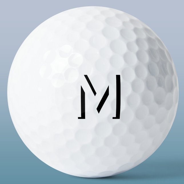 Simple Monogram Initial Drop Shadow Personalized Golf Balls (Modern monogram initial drop shadow typography personalized golf ball)