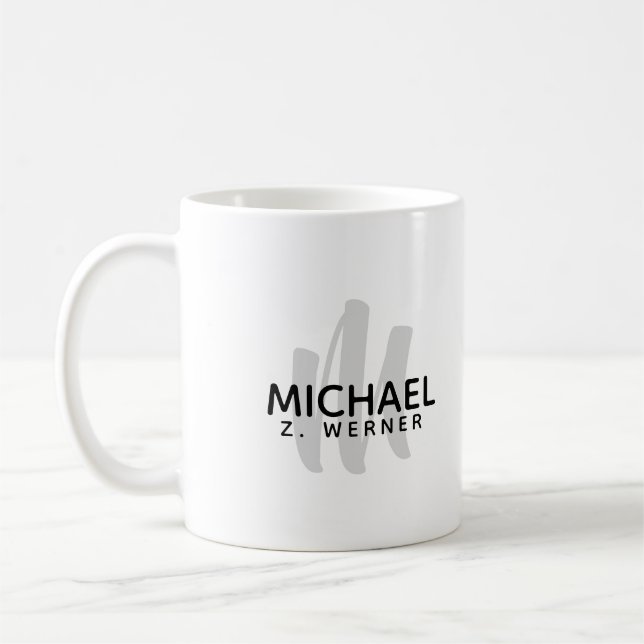 Simple Monogram / initial + names on white Coffee Mug (Left)