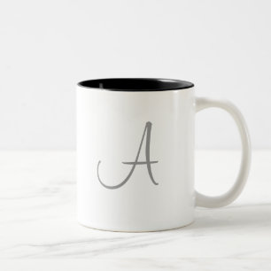 Simple Monogram Letter Initial Custom Personalized Two-Tone Coffee Mug