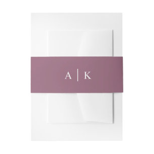 Simple monogram mauve purple invitation belly band