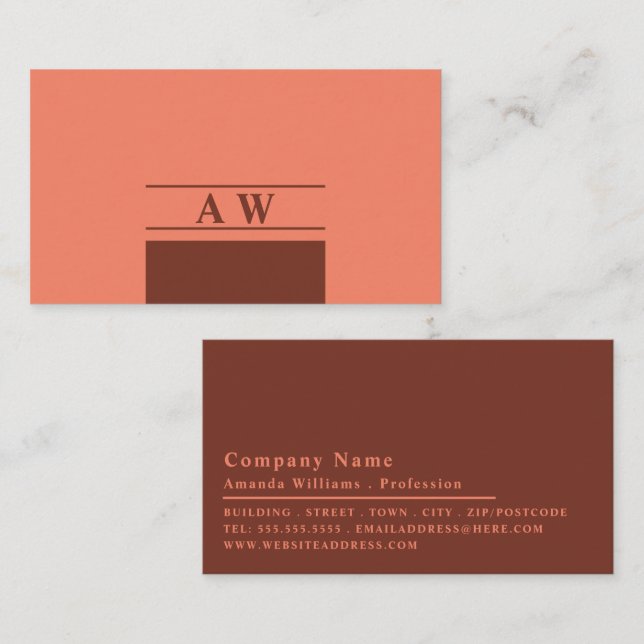Simple Monogram, Minimalist Business Card (Front/Back)