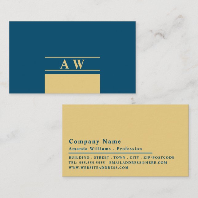 Simple Monogram, Minimalist Business Card (Front/Back)