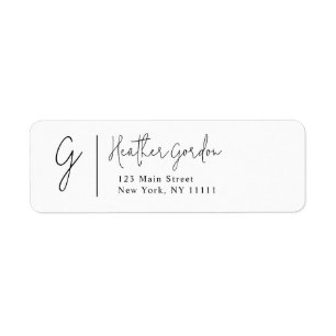 Simple Monogram Minimalist Return Address Label