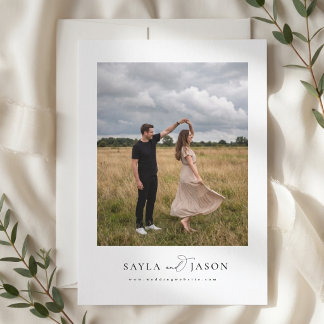Simple Monogram Modern Calligraphy Photo Wedding Invitation