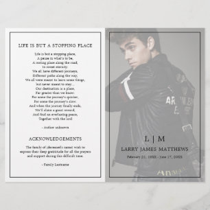 Simple Monogram Modern Funeral Program
