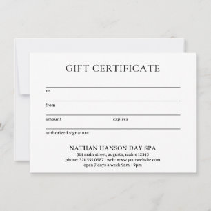 Simple Monogram Modern Gift Certificate