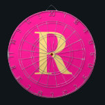 Simple Monogram Modern Hot Pink Dartboard<br><div class="desc">This is a simple, modern, personalized monogram design. This stylish design is in trending hot pink with stylish typography. It's perfect for a personalized gift or ideal as a cute new games room accessory for yourself. Simply add your initial letter by typing it into the personalize this text box. Check...</div>