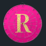 Simple Monogram Modern Hot Pink Dartboard<br><div class="desc">This is a simple, modern, personalized monogram design. This stylish design is in trending hot pink with stylish typography. It's perfect for a personalized gift or ideal as a cute new games room accessory for yourself. Simply add your initial letter by typing it into the personalize this text box. Check...</div>