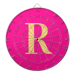 Simple Monogram Modern Hot Pink Dartboard
